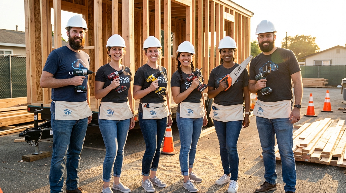 Tech workers learning construction